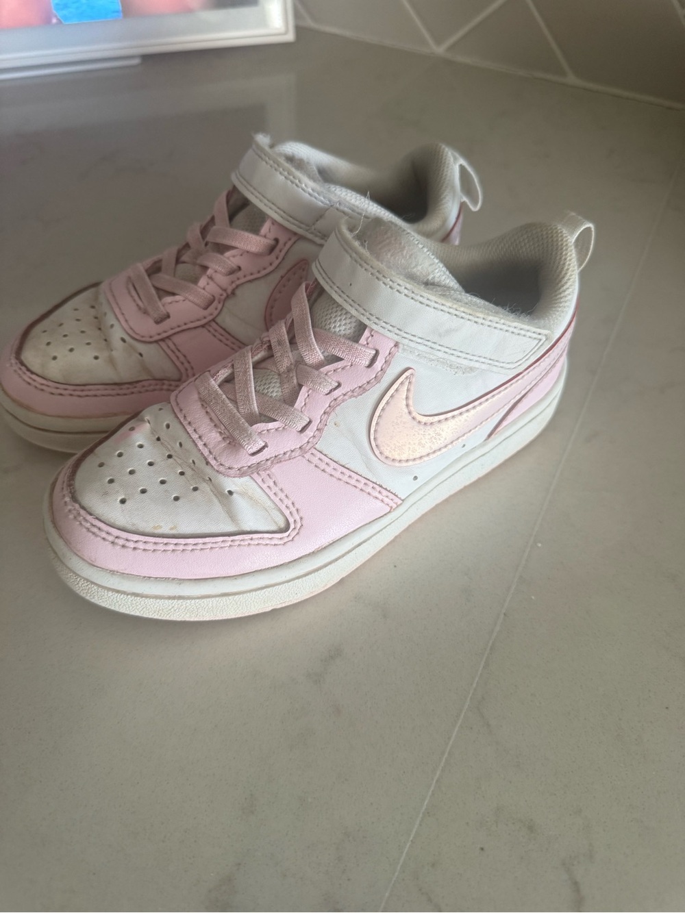 Nike Kids White and Light Pink Low-Top Sneakers